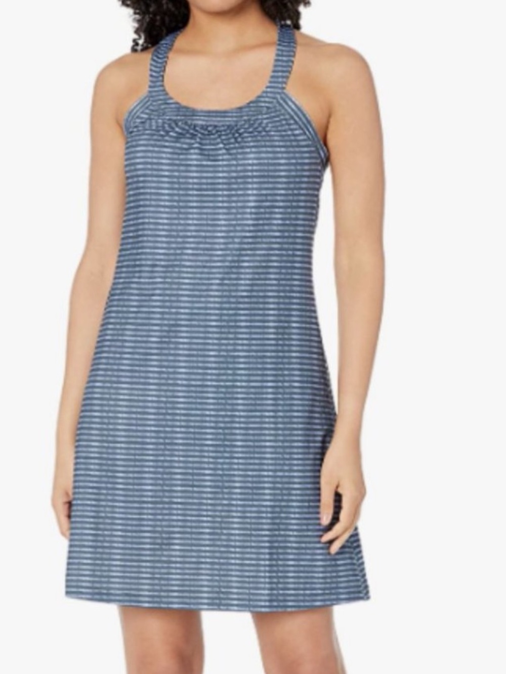 NWT prAna Gray Blue Wicker Striped Shelf Bra Cantine Dress Size Small